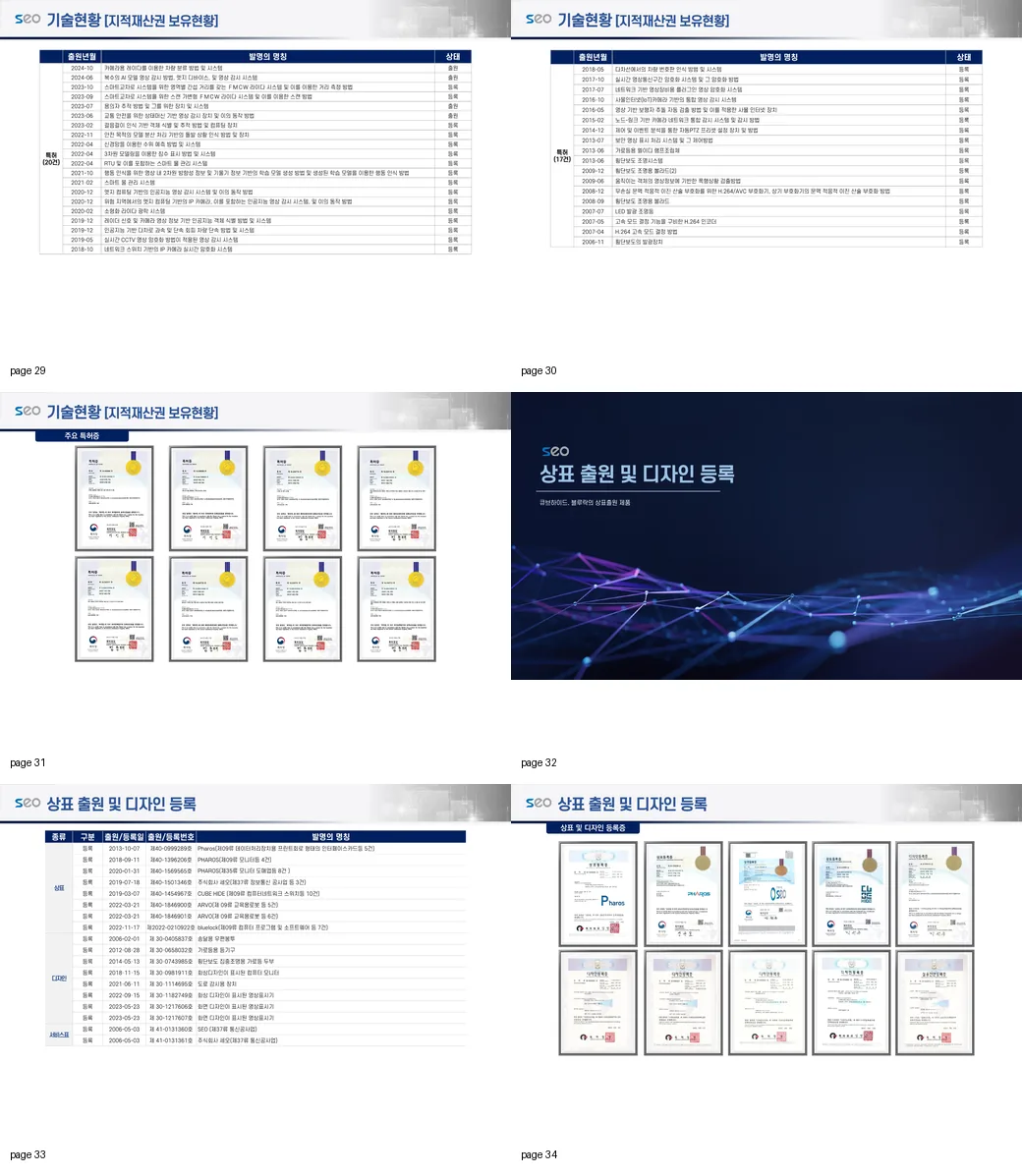 세오 특허, 상표, 디자인 등록 현황 이미지
